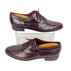 Mario Bruni Leather Oxfords Men's 10 M Burgundy Brown Flats Dress Shoes Italy